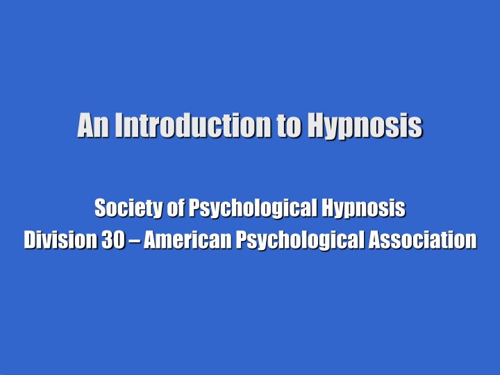 an introduction to hypnosis