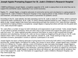 Joseph Agiato Prompting Support for St. Jude's Children's Re