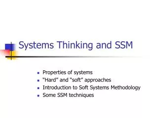 Systems Thinking and SSM