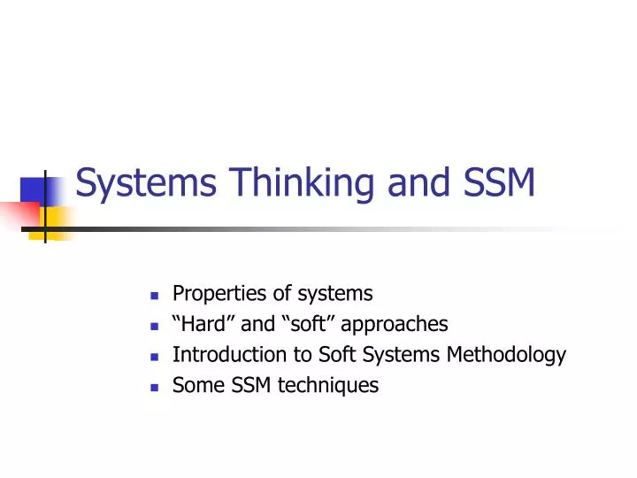 systems thinking and ssm