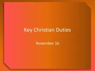 Key Christian Duties