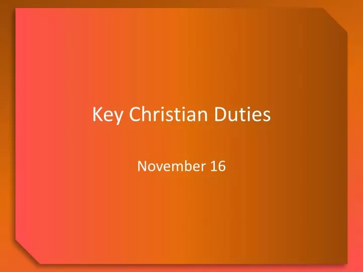 key christian duties