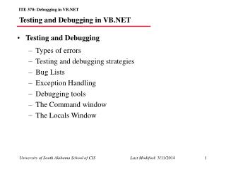 Testing and Debugging in VB.NET