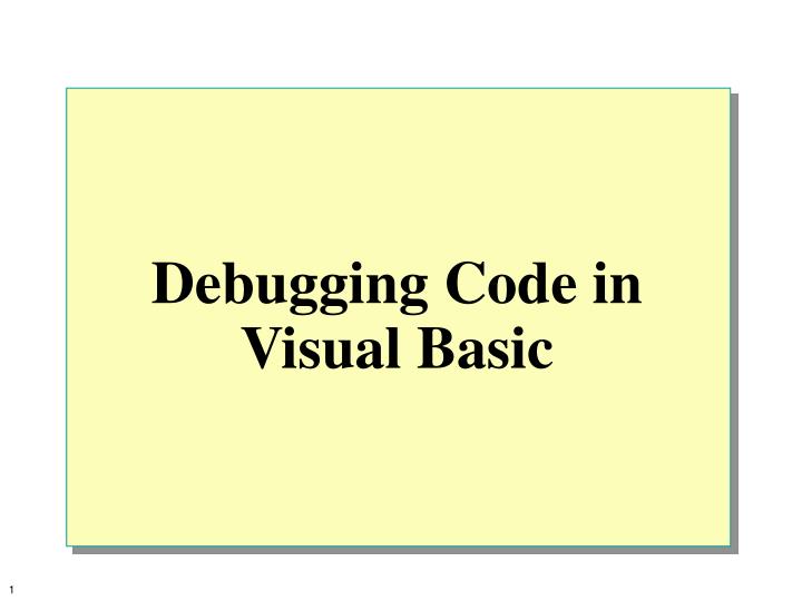 debugging code in visual basic