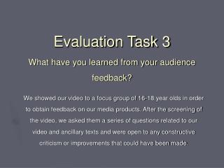 Evaluation Task 3