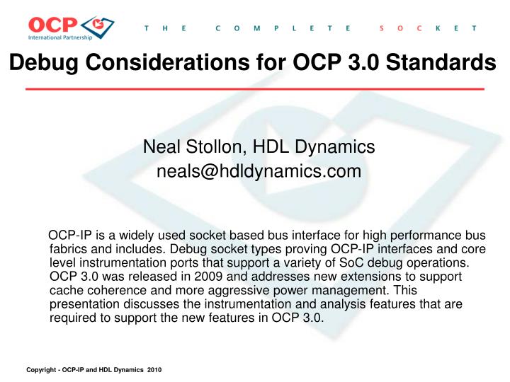 debug considerations for ocp 3 0 standards