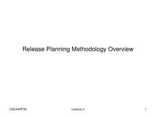 Release Planning Methodology Overview