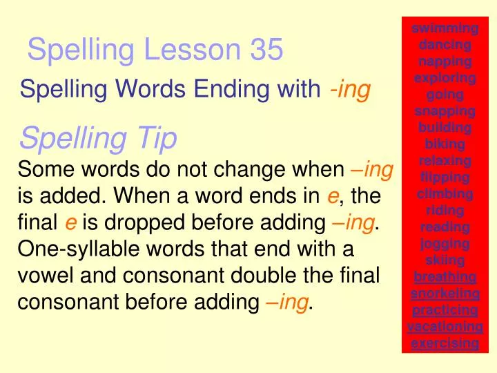 spelling lesson 35