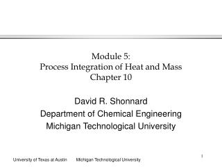 Module 5: Process Integration of Heat and Mass Chapter 10
