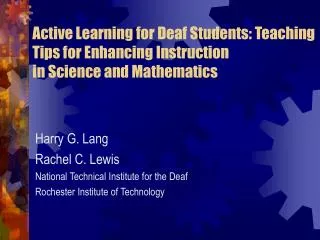 Active Learning for Deaf Students: Teaching Tips for Enhancing Instruction in Science and Mathematics