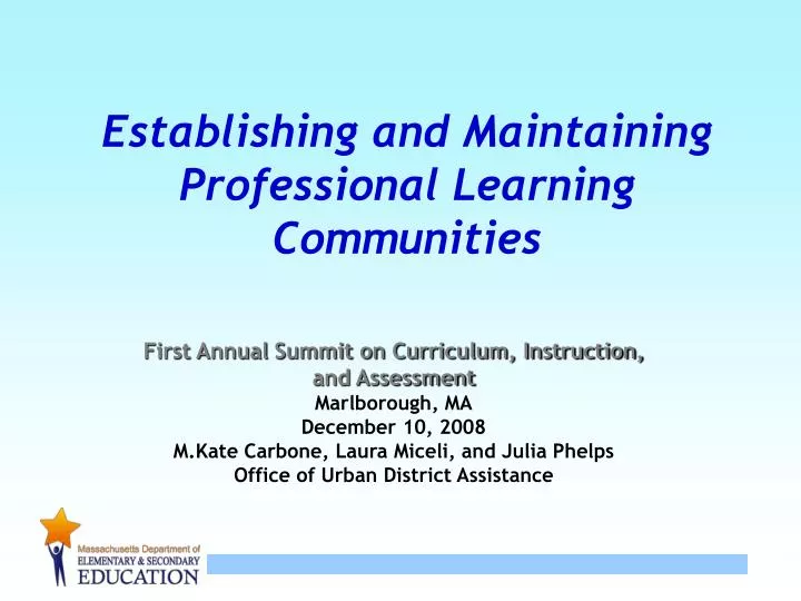 establishing and maintaining professional learning communities