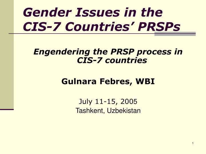 gender issues in the cis 7 countries prsps