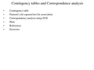 Contingency tables and Correspondence analysis