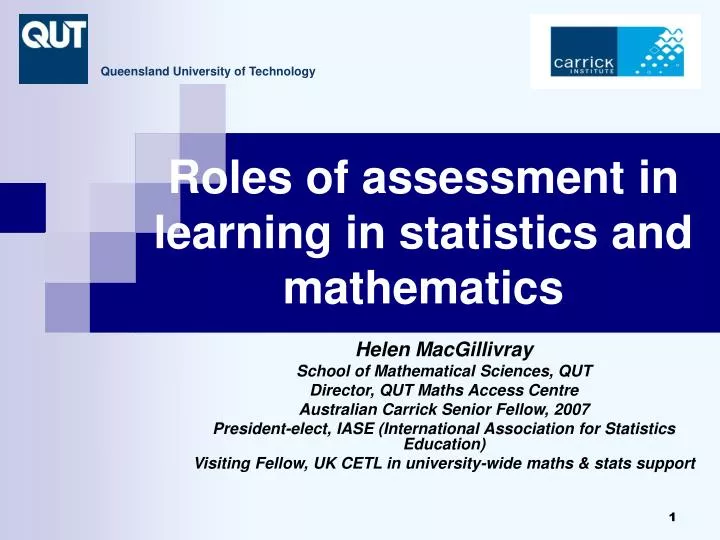 roles of assessment in learning in statistics and mathematics