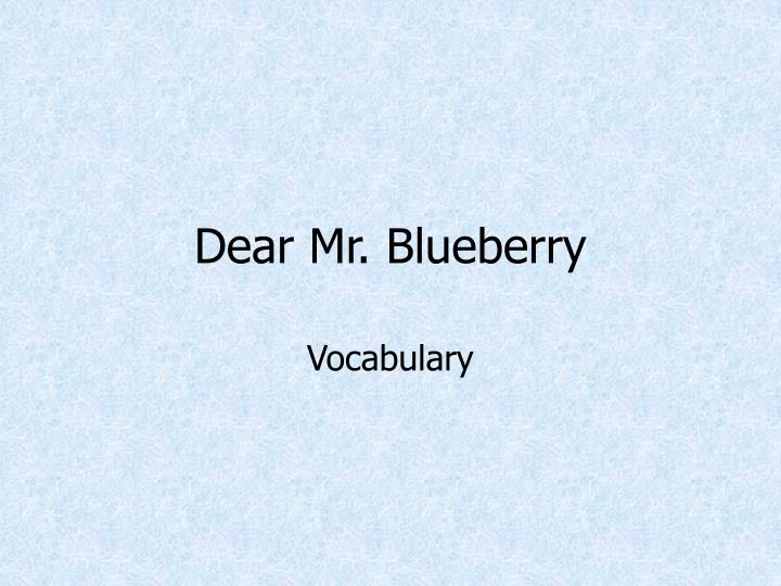 dear mr blueberry