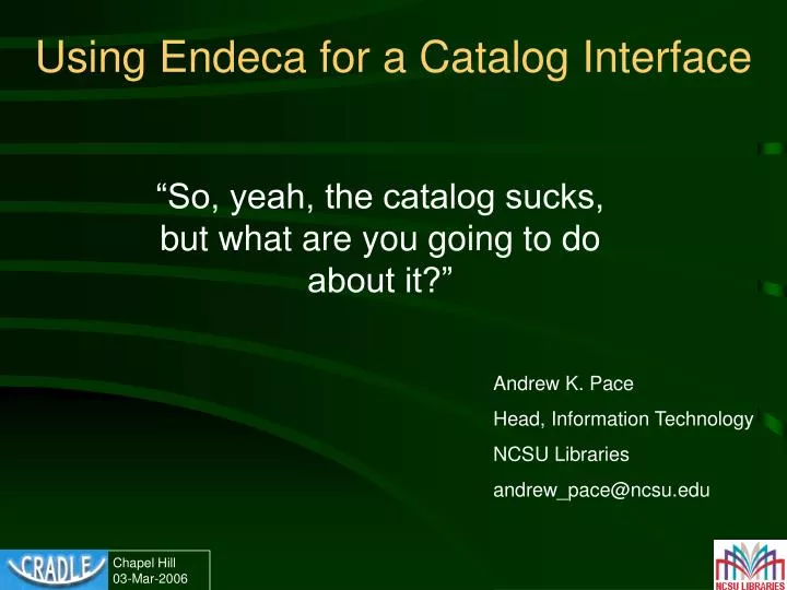 using endeca for a catalog interface