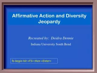 Affirmative Action and Diversity Jeopardy