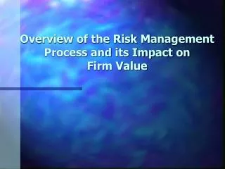 Overview of the Risk Management Process and its Impact on Firm Value