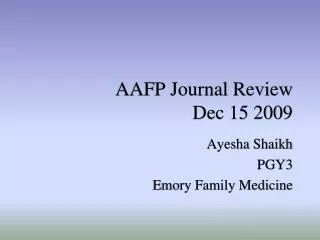 AAFP Journal Review Dec 15 2009