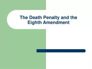 The Death Penalty and the Eighth Amendment