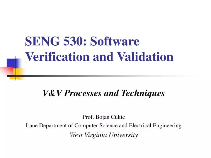 seng 530 software verification and validation