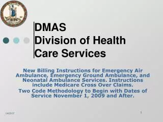 DMAS Division of Health Care Services