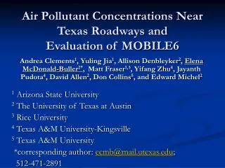 Air Pollutant Concentrations Near Texas Roadways and Evaluation of MOBILE6