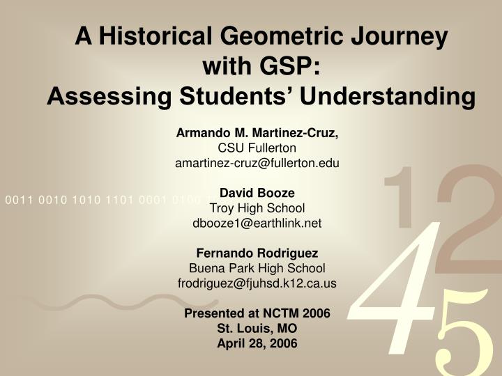 a historical geometric journey with gsp assessing students understanding