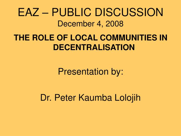 eaz public discussion december 4 2008