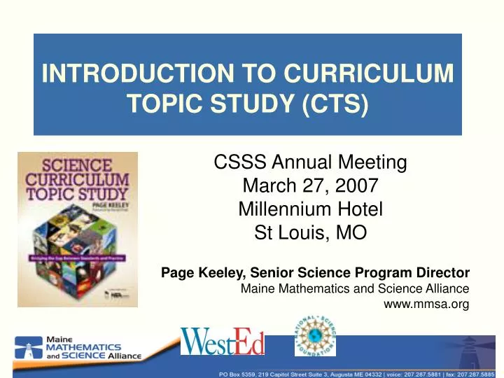 introduction to curriculum topic study cts