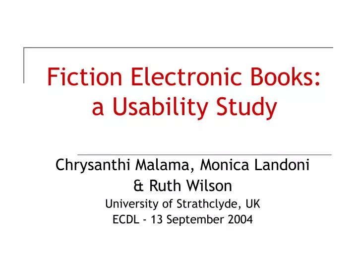 fiction electronic books a usability study