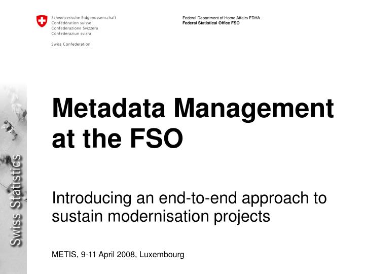 metadata management at the fso