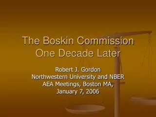 The Boskin Commission One Decade Later