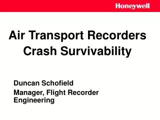 Air Transport Recorders Crash Survivability