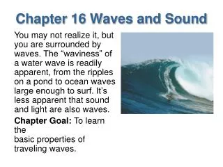 Chapter 16 Waves and Sound