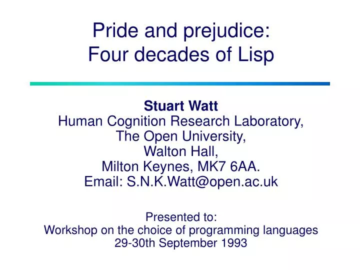 pride and prejudice four decades of lisp