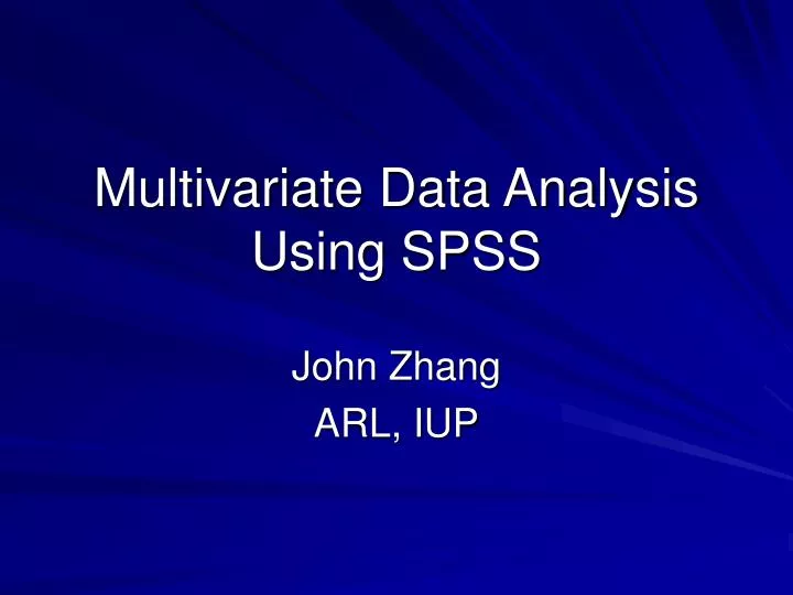 multivariate data analysis using spss