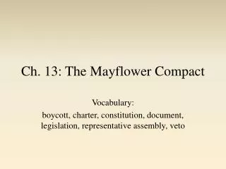 Ch. 13: The Mayflower Compact