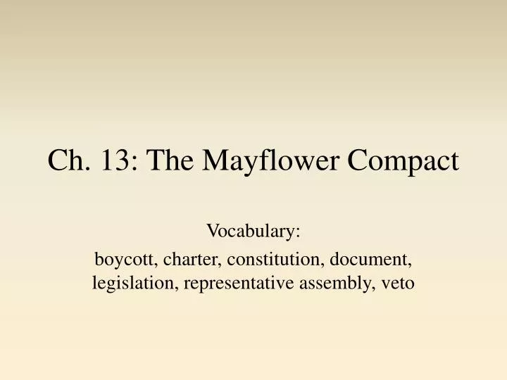 ch 13 the mayflower compact