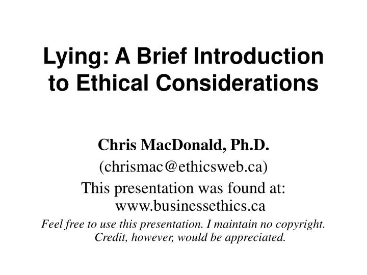 lying a brief introduction to ethical considerations
