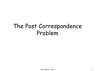 The Post Correspondence Problem