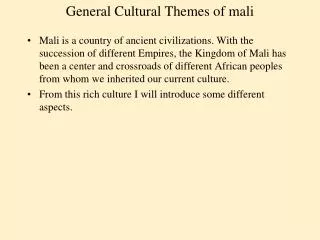 General Cultural Themes of mali