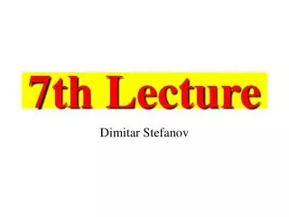 7th Lecture