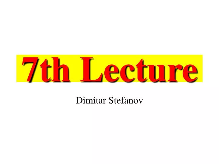 7th lecture