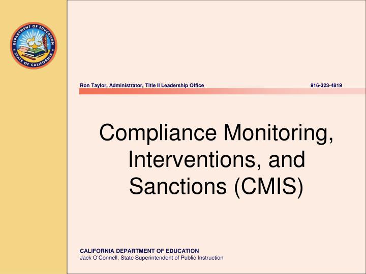 compliance monitoring interventions and sanctions cmis