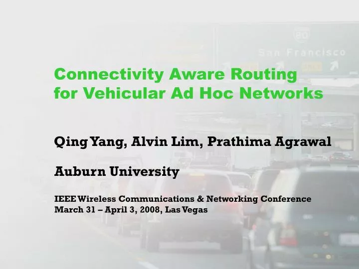 connectivity aware routing for vehicular ad hoc networks