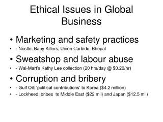Ethical Issues in Global Business