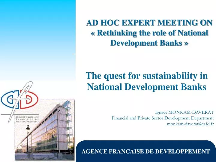 the quest for sustainability in national development banks
