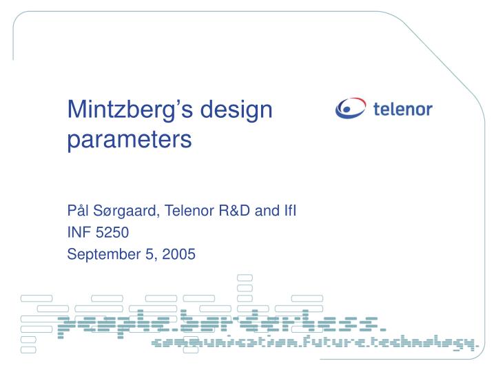 mintzberg s design parameters