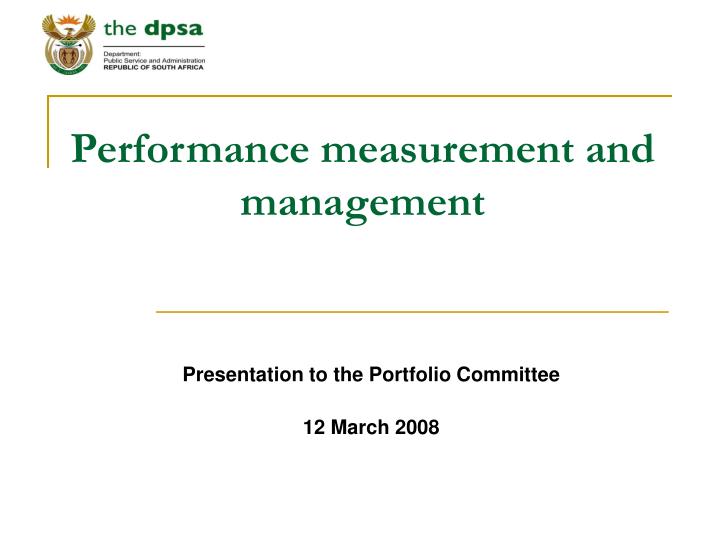 performance measurement and management
